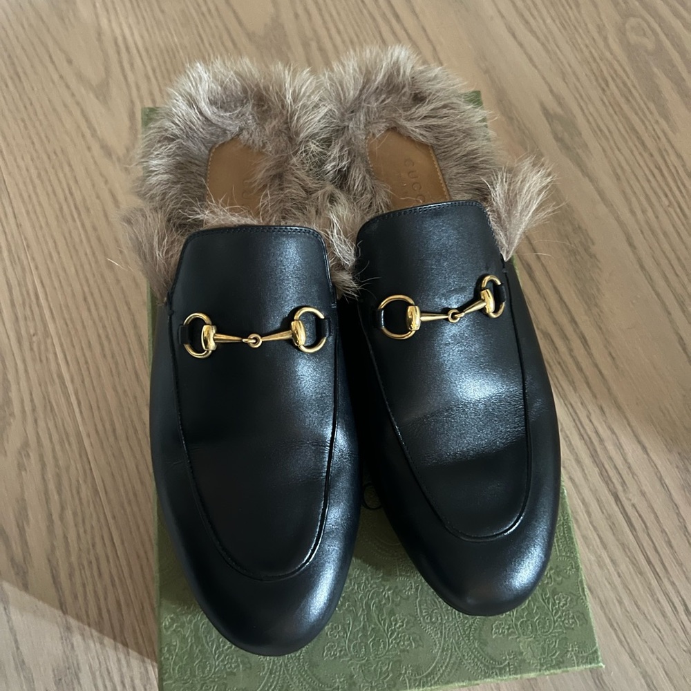 Gucci Princetown fur mules
